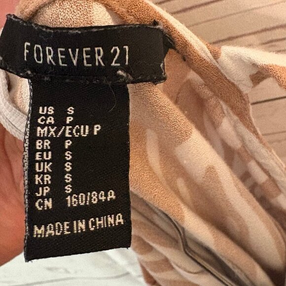 🦃 Forever 21 Tan White Summer Dress Size Small - Picture 6 of 6